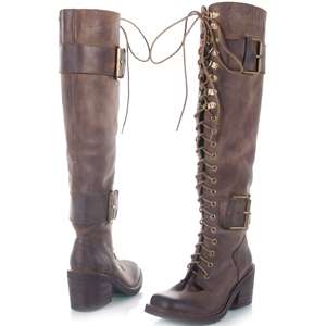JEFFREY CAMPBELL TAMARA Brown Distressed Over the Knee High Riding 