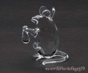 Blown Glass Art Figurine Crystal RAT Ornament Hook Hang  