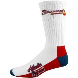 Atlanta Braves White Tri Color Team Logo Tall Socks  :  
