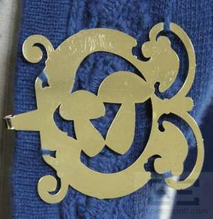 Cynthia Rowley Blue & Metal Plate Closure 3/4 Sleeve Duster Sweater 