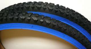 Pair Duro 26x2.1 Mountain MTB Bike Pair Tires Black with Blue Wall ( 2 