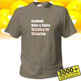 Football Beer & Curry funny t shirt  