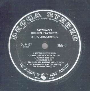 Louis Armstong Satchmos Golden Favorites LP VG+/VG++  