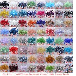 Pick1000pcs Swarovski Crystal 4mm bicone beads 5301  