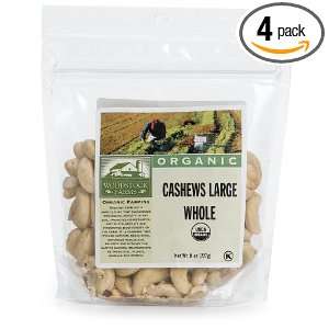 Woodstock Farms Cashews, Large Whole, Organic, 8 Ounce Bags (Pack of 4 