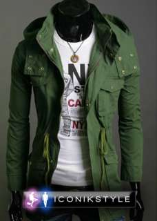 Top Mens Man Black Green Khaki d.g A Star Military Parka Coat Jacket M 