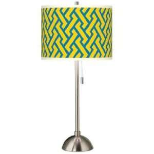  Yellow Brick Weave Giclee Brushed Steel Table Lamp