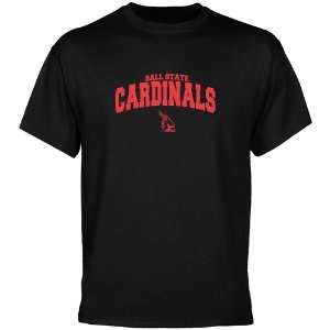  Ball State Cardinals Black Mascot Arch T shirt: Sports 