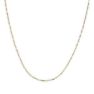   14k Yellow White Gold 1.5mm Bead Bar Chain Necklace: Jewelry