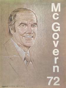 Large 1972 George McGOVERN 72 Campaign Poster  