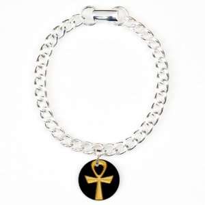  Charm Bracelet Egyptian Gold Ankh Black: Artsmith Inc 