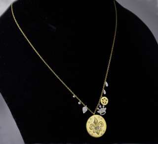 Meira T 14k Gold Diamond Fleur de Lis Necklace  