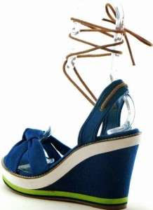 Gianni Bini High Tide Wedge Sandals Womens Shoes Blue 7  