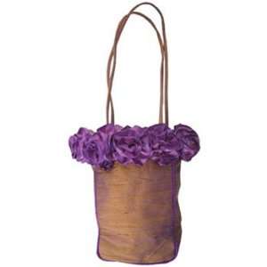 Umber Silk Handbag with Clematis Ribbon Flowers:  Kitchen 