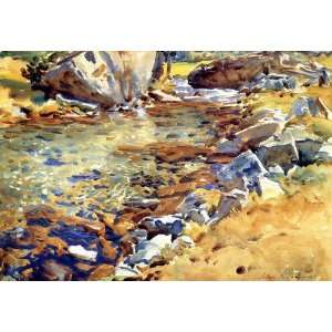  Oil Painting: Brook among the Rocks: John Singer Sargent 