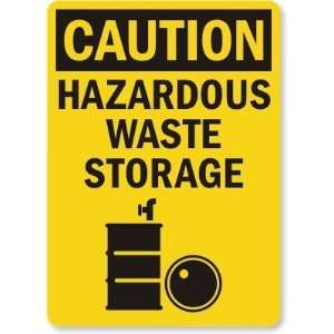 Caution: Hazardous Waste Storage (with graphic) Aluminum Sign, 14 x 