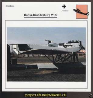 HANSA BRANDENBURG W.29 W29 Airplane ATLAS PICTURE CARD  