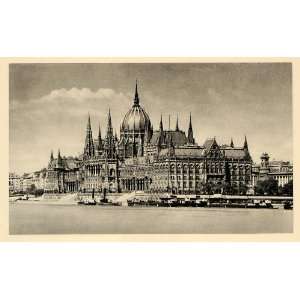  1943 Budapest Parliament Hungary Orszaghaz Danube River 