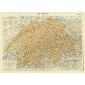  Lange 1870 Antique Map of Switzerland