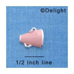 C3945 tlf   Small Pink Megaphone   Silver Plated Charm 