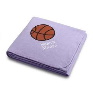  Personalized Basketball Design On Lilac Fleece Blanket 