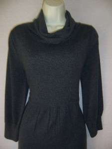 JONES NEW YORK Charcoal Gray Cowl Neck Cashmere Sweater Dress L 12 14 
