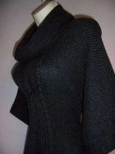 TAHARI Joel Gray Acrylic/Wool Draped Cowl Neck 3/4 Sleeve Sweater 
