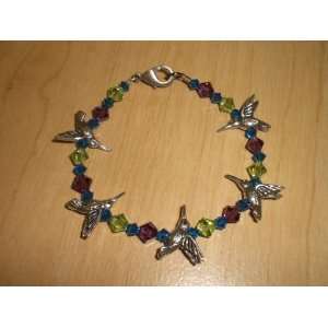 Swarovski Peridot/Amethyst Crystal Hummingbird Bracelet 