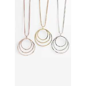   Summer Metal Triple Ring Pendant Necklace 