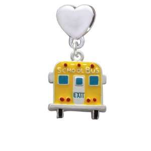  Back of School Bus European Heart Charm Dangle Bead 