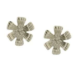  Silver Buttercup Flower Stud Earrings: Jewelry