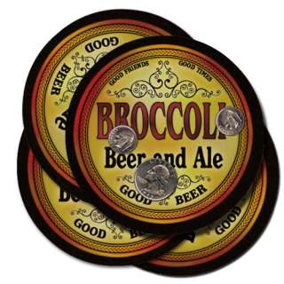 Broccoli s Beer & Ale Coasters   4 pak  