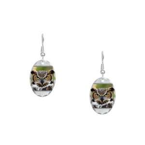  Earring Oval Charm Great Horned Owl: Artsmith Inc: Jewelry