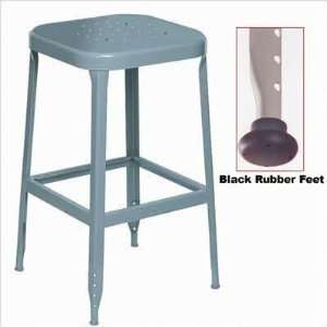  Stool with Steel Seat (Black Rubber Feet) (Set of 2) Stool Color 
