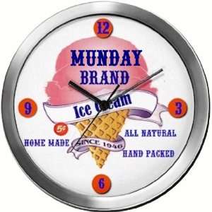  MUNDAY 14 Inch Ice Cream Metal Clock Quartz Movement 