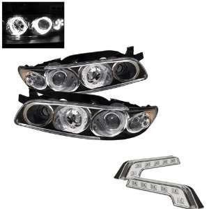   1PC Black Projector Headlights and LED Day Time Running Light Package