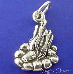 Sterling Silver .925 CAMPFIRE Camping Hiking CAMP FIRE Charm  