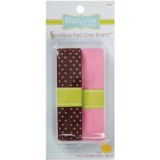 Dritz Fold Over Elastic Babyville Boutique, Brown with Dots and Solid 