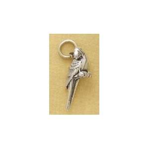   Sterling Silver Charm 15/16 in long 3D Scarlet Macaw Parrot Jewelry