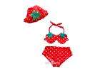 Strawberry Girls Bikini Swimwear Swimsuit Bathing Suit + Cap Size 7 