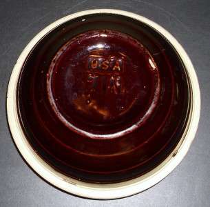   Yelloware Mixing Bowl ~ Dark Brown Glaze ~ Stoneware USA 7  