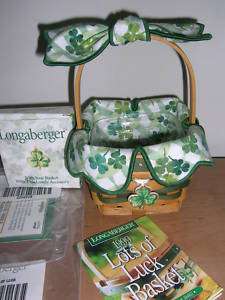 Longaberger 1999 St Patricks Day Green Lots of Luck Basket combo w 