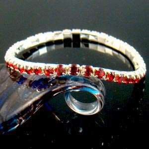 c311 Lady Row Bridal Gemstone Pearl Crystal Bead Elastic Bangle 