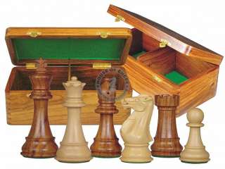 Wooden Staunton Chess Pieces Imperial Golden Rosewood 4 With Hinged 