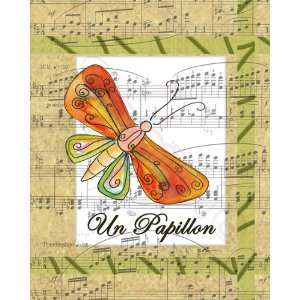  Un Papillon  One Butterfly  11 X 14 Lithograph Print By 