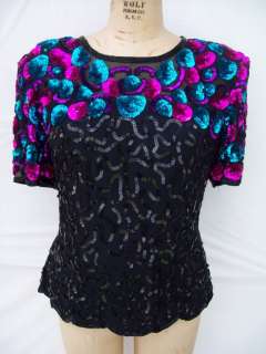 Stenay Evening Silk sequin embellished cocktail top size XL  