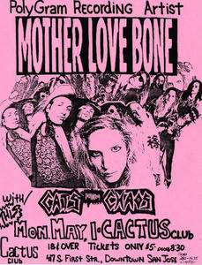 MOTHER LOVE BONE Concert Flyer CA May 1989 PEARL JAM  