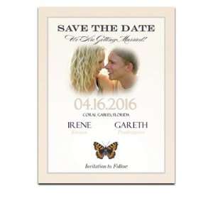   130 Save the Date Cards   Butterfly Cream Peach Dream