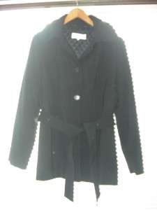 Calvin Klein Black Trench Coat/Jacket EUC!!! Size M Button Front w 