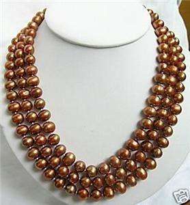 Wonderful brown 7 8MM Akoya pearl necklace 50 K 001  